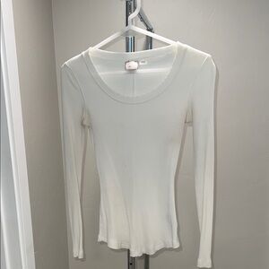 Anthropologie Cream Long Sleeve Top